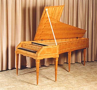A fortepiano after Anton Walter made with yew veneer and maple strings